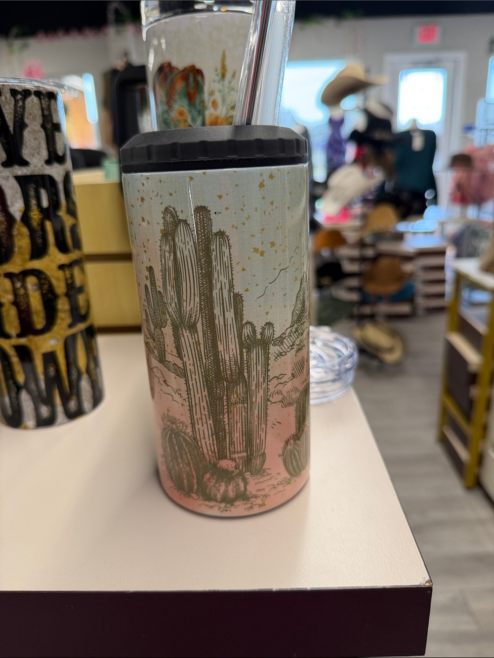 Cactus Desert Stainless Steel Tumbler - Pink & Sage